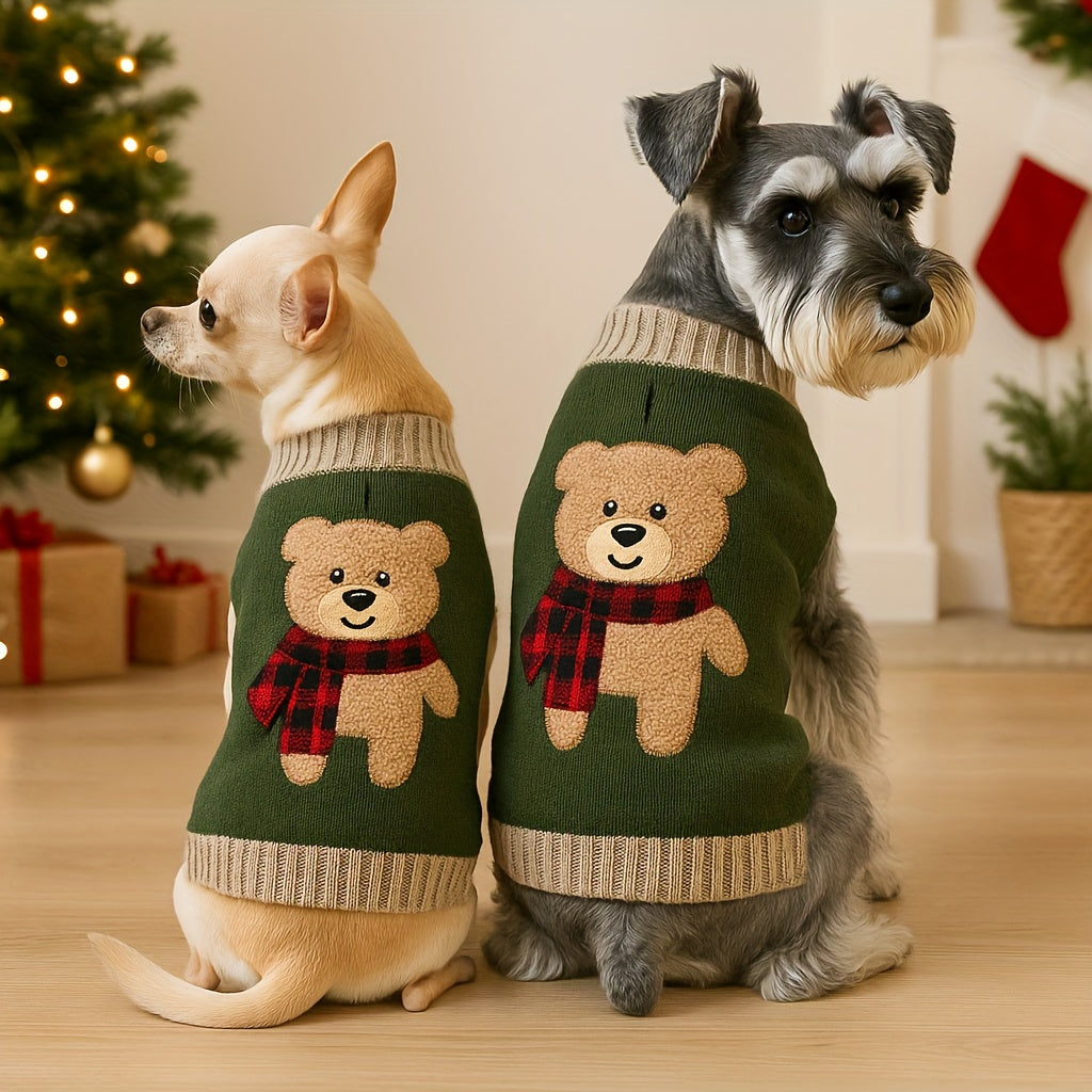 Cute Bear Embroidery Pet Sweater